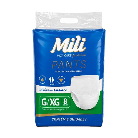 Fralda Adulto Mili Vita Care Premium Pants G/XG 8 Un