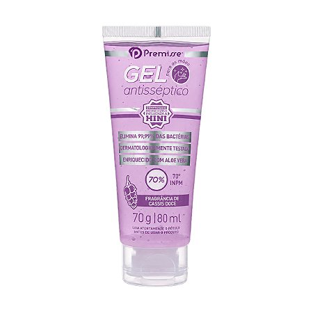 Álcool em Gel Antisséptico Premisse Cassis Doce 70° INPM 80ml