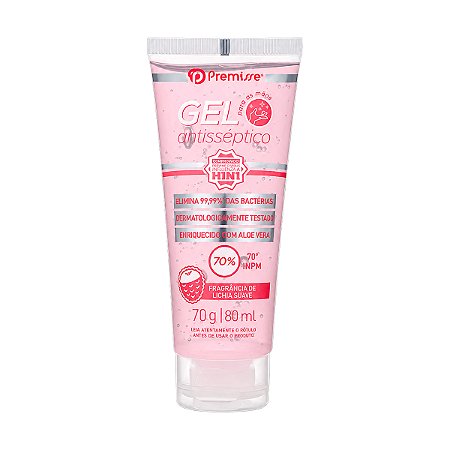 Álcool em Gel Antisséptico Premisse Lichia Suave 70° INPM 80ml