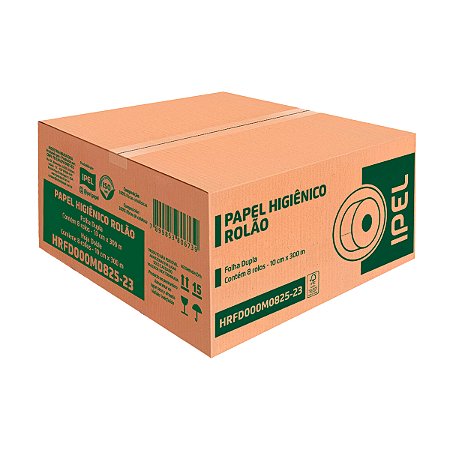 Papel Higiênico Rolão Ipel Folha Dupla Extra Luxo 30g 10cmx300m 8 un