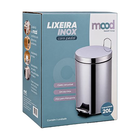 Lixeira Inox com Pedal Nobre Mood 20L