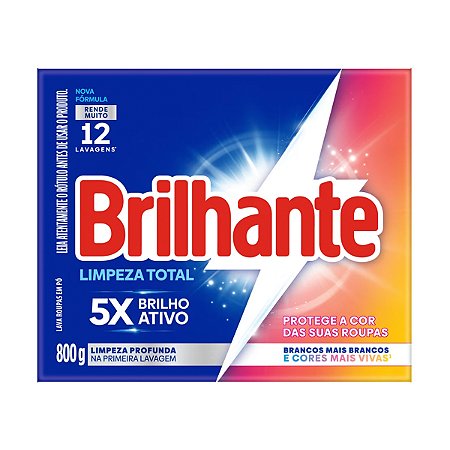 Sabão em Pó Brilhante Limpeza Total 800g