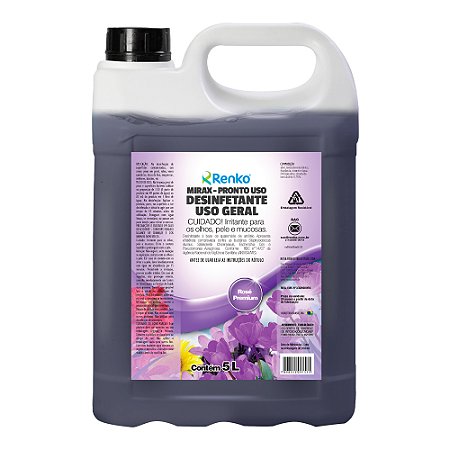 Desinfetante Pronto Uso Rose Premium Mirax Renko 5L