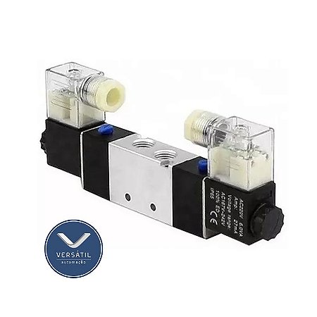 Válvula Duplo Solenoide 5/2 Vias  1/4" 24VCC