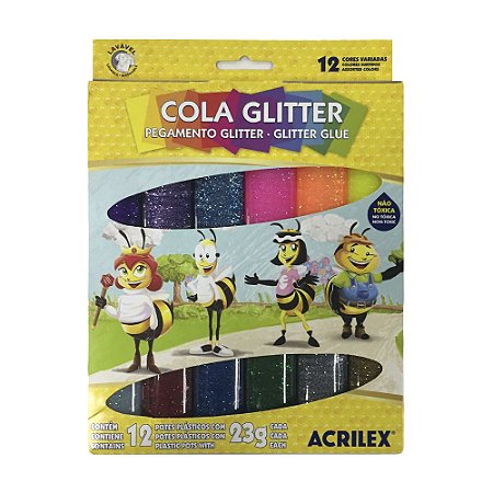 Cola Glitter c/ 12 unid Acrilex 23g cada