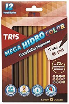 Caneta Hidrográfica 12 Cores Mega Hidro Color Tons de Pele Tris