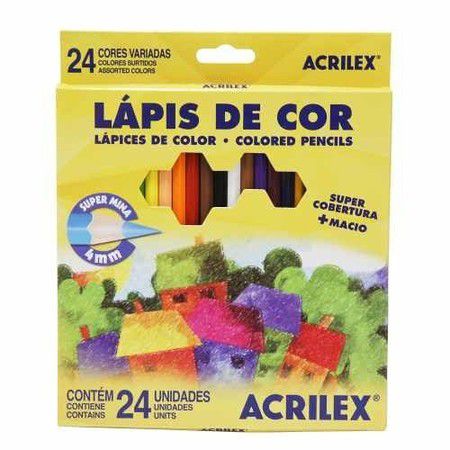 Lápis de Cor Acrilex Hexagonal 24 Cores