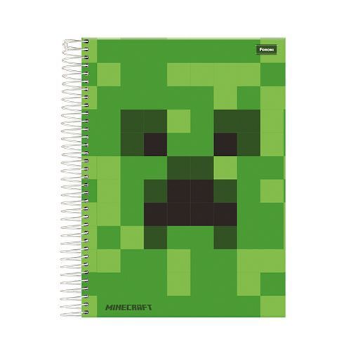 Caderno Minecraft c/ 10 Matérias - Capa Dura - Verde