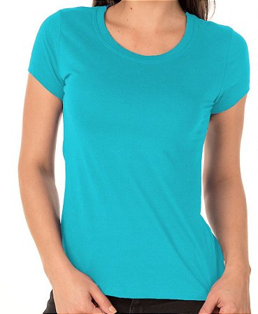 Camiseta Algodão Premium Feminina Azul Turquesa - ..:: Innovare Sul ::..  Loja de Camisas Bordadas Personalizadas