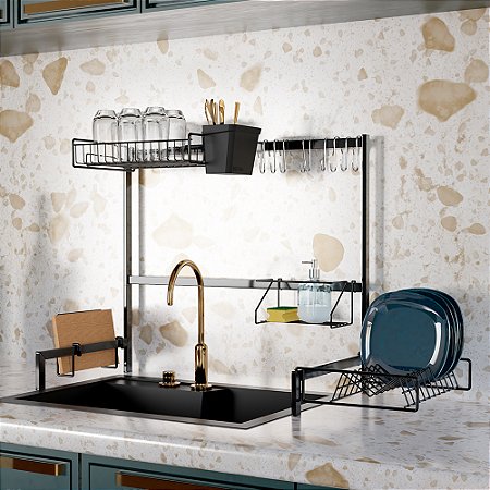 Cozinha Autossustentável 63cm, Escorredor Modular em Cima da Pia
