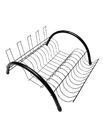 Escorredor de Louça Preto Aço, Capacidade para 5 copos e 11 Pratos