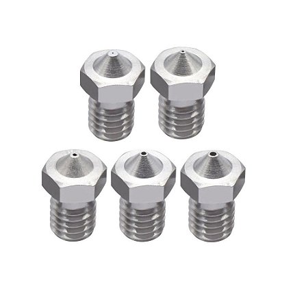 5x Bico E3D V6 Aço Inoxidável 0.2mm 1.75mm