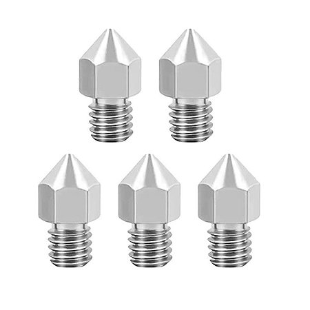 5x Bico MK8 Creality Series Aço Inoxidável 0.8mm 1.75mm