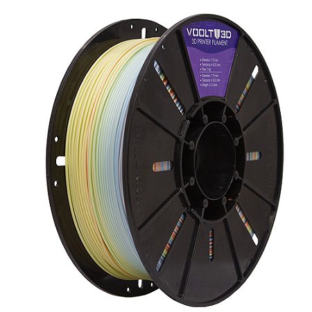 Filamento PLA Rainbow Amarelo / Azul / Vermelho Macaron Velvet High Speed | 1,75mm | 1Kg | Voolt3D
