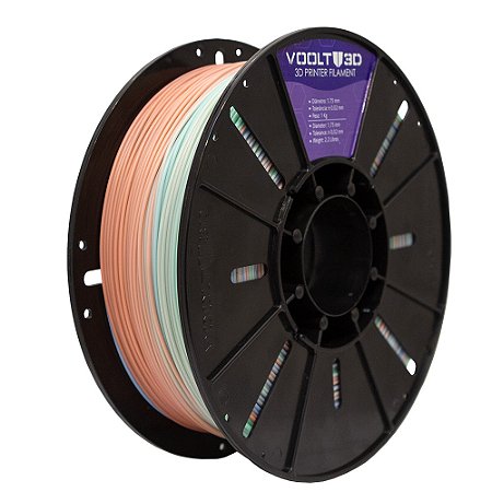 Filamento PLA Rainbow Azul / Verde / Vermelho Macaron Velvet High Speed | 1,75mm | 1Kg | Voolt3D