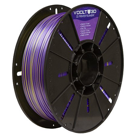 Filamento PLA Duo Color Lilás e Dourado V-Silk High Speed | 1,75mm | 1Kg | Voolt3D