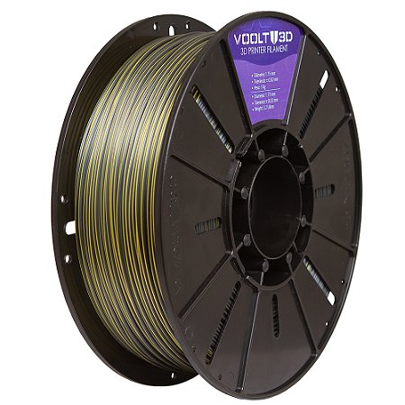 Filamento PLA Duo Color Dourado e Preto V-Silk High Speed | 1,75mm | 1Kg | Voolt3D