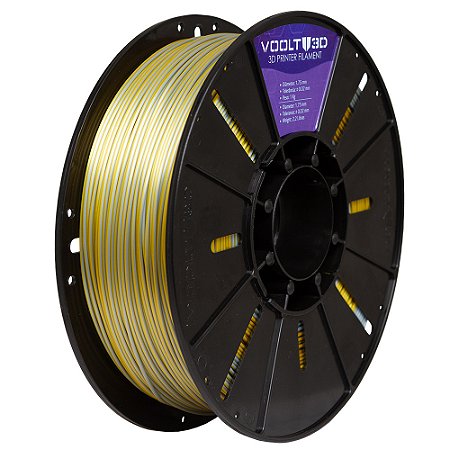 Filamento PLA Duo Color Alumínio e Dourado V-Silk High Speed | 1,75mm | 1Kg | Voolt3D