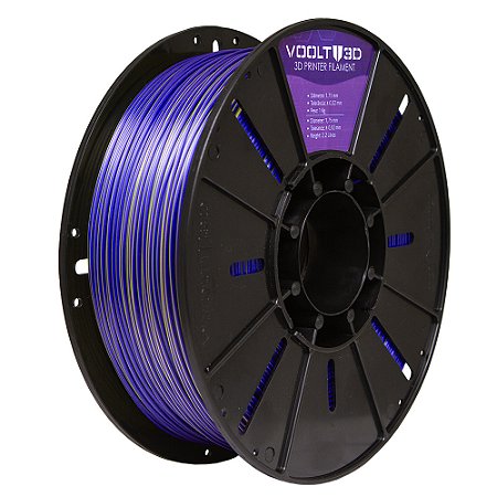 Filamento PLA Duo Color Azul Safira e Dourado V-Silk High Speed | 1,75mm | 1Kg | Voolt3D