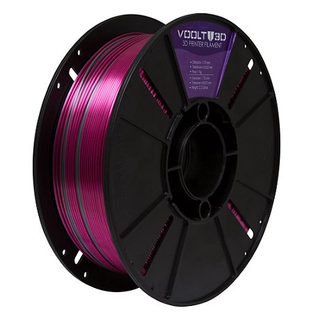 Filamento PLA Duo Color Inox e Rosa Choque V-Silk High Speed | 1,75mm | 1Kg | Voolt3D