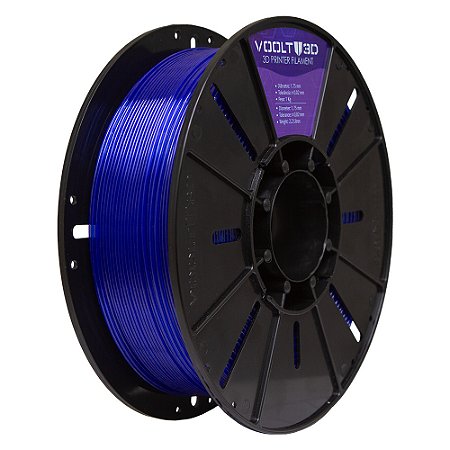 Filamento PETG HF Azul Marinho Translúcido High Fluidity Premium | 1,75mm | 1Kg | Voolt3D