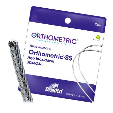 Arco Aço SS Braided 8 Filamentos Retangular Superior .018x.025  - Orthometric
