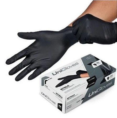 Luva p/ Procedimento Nitrilo s/ Pó Black Tam. EP – Unigloves