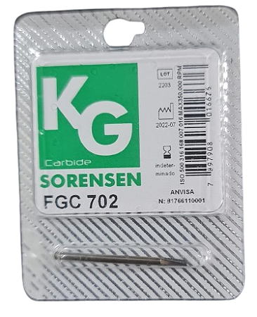 Broca Carbide FGC 702 Cirúrgica Cônica Denteada Longa - KG Sorensen