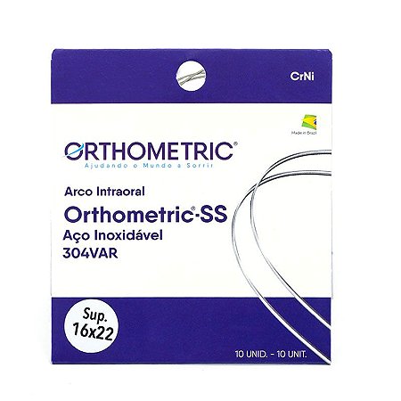 Arco Aço SS Stainless Retangular Superior .016x.022 - Orthometric