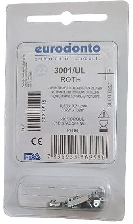 Tubo Simples Solda Roth 1º Molar Sup/Esq (26) - Eurodonto