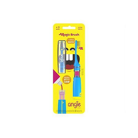 Escova Dental Infantil Magic Brush Extra Macia +3 Azul Angie - Angelus