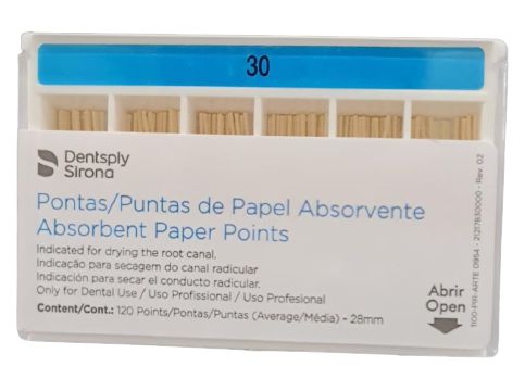 Ponta de Papel Absorvente ISO nº 30 28mm - Dentsply Sirona
