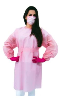 Avental Descartável Rosa Claro 40g Manga Longa (1,00X1,40) - NC