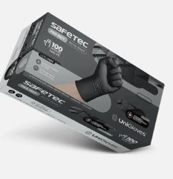Luva de Procedimento Proteção Contra Agentes Químicos Safetec Nitrilo s/ Pó Black Tam. P - Unigloves
