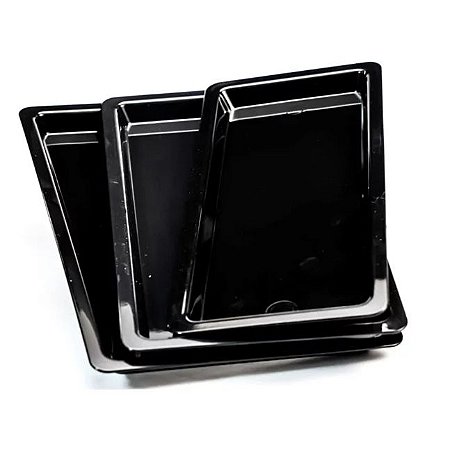 Bandeja Plástica Kit c/3 (P, M, G) Preta – NovaOGP