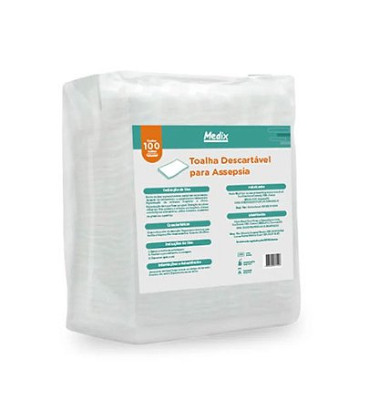 Toalha Descartável p/ Assepsia 50g 30cmx35cm - Medix