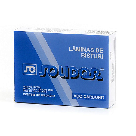 Lâmina p/ Bisturi nº 24 Aço Carbono Estéril - Solidor