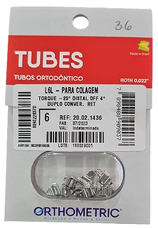 Tubo Duplo Roth Cola .022" Conversível Retangular 1º Molar Inferior Esquerdo (36) - Orthometric