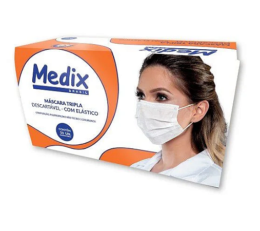 Máscara Tripla c/ Elástico Branca – Medix
