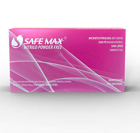 Luva de Procedimento Nitrilo Rosa Safemax Tam. P - Supermax