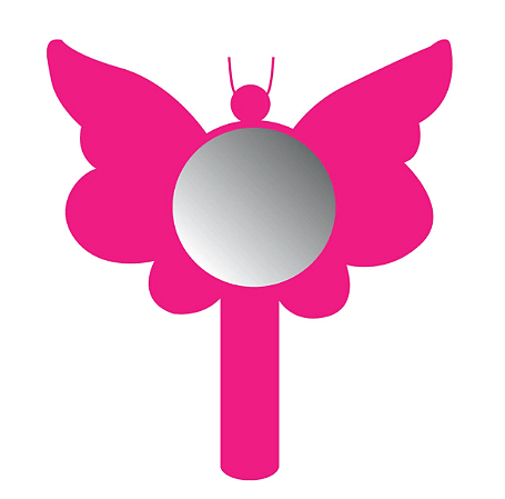 Espelho de Mão Divertido Borboleta Rosa - Lysanda