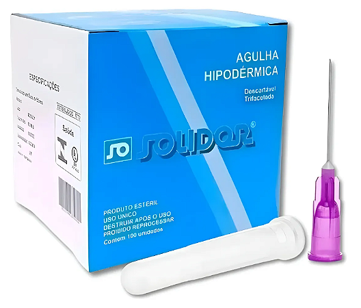 Agulha Hipodérmica 20mmX0,55mm 24g X 3/4" – Solidor