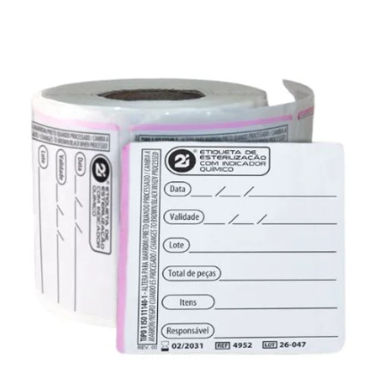 Etiqueta de Esterilização c/ Indicador Químico Preenchida 50x50mm - 2i