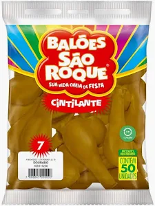 BALÃO SÃO ROQUE N°7 LISO CINTILANTE DOURADO