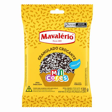 Granulado Crocante Mesclado Sabor Chocolate Mil Cores Mavalério 120gr