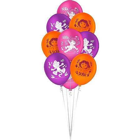 Balão Látex Redondo Nº9 Dora Aventureira Regina Festas