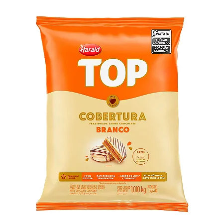Cobertura TOP Sabor Chocolate Branco Em Gotas 1,01kg Harald