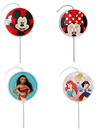 Velas Planas Pick Adesivadas Disney Regina Festas