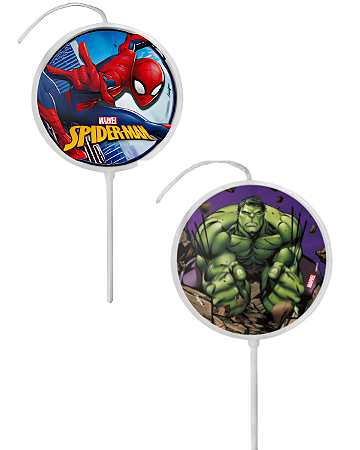 Velas Planas Pick Adesivadas Marvel Regina Festas