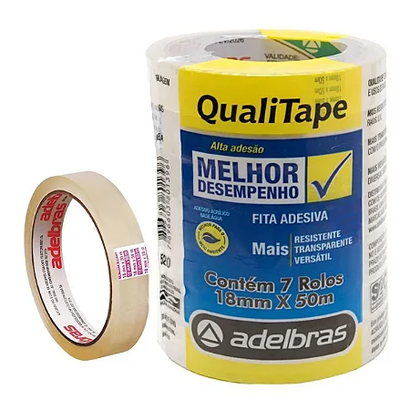 Fita Adesiva Transparente Qualitape 18mm x 50m Adelbras